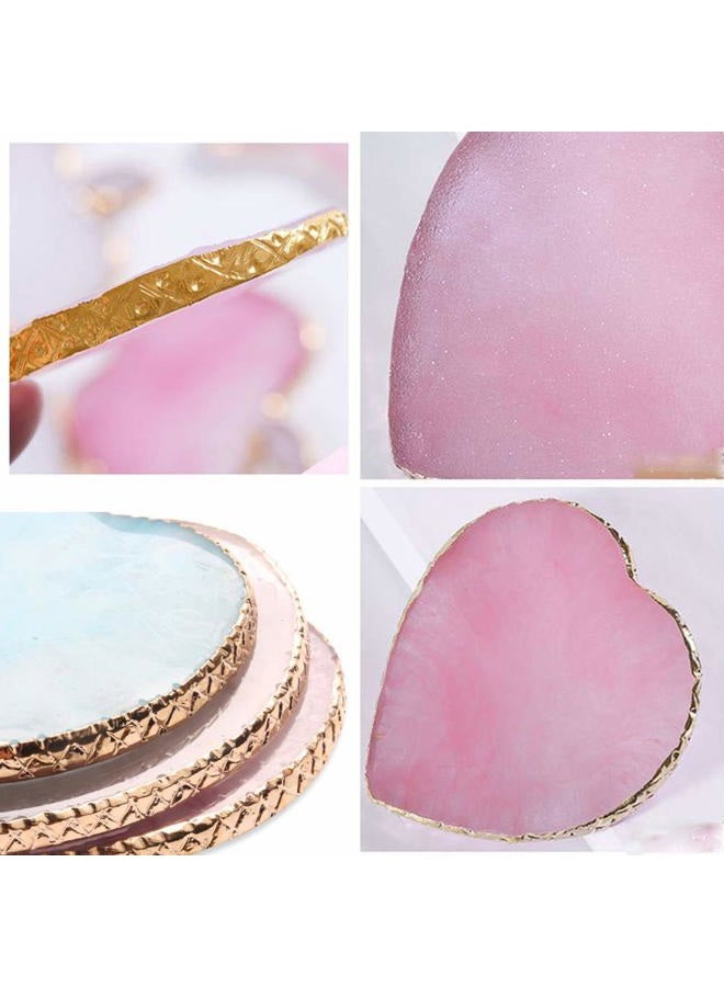 SUKPSY Resin Nail Art Plate Palette,Makeup Palettes,Gel Polish Color Mixing Plate Drawing Painting Color Palette,Golden Edge Heart Shaped Nail Art Display Holder (Pink) - Image 5